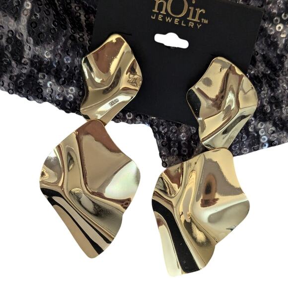 nOir Gold Toned Abstract Dangle Earrings - Picture 6 of 6